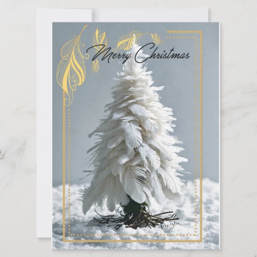Moderne Feather Christmas Tree | Foto Feestdagenkaart (Voorkant)