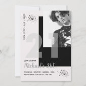 Moderne februari 21 | Birthday PHOTO Male Invitati Kaart (Voorkant)