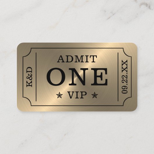 Moderne feest toegangskaart - Goud Informatiekaartje (Achterkant)
