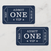 Moderne feest toegangskaart - Marineblauw en Wit Informatiekaartje (Voorkant / Achterkant)