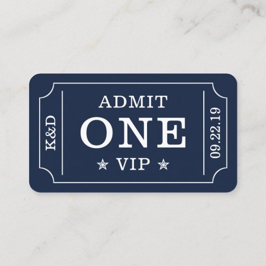 Moderne feest toegangskaart - Marineblauw en Wit Informatiekaartje (Achterkant)