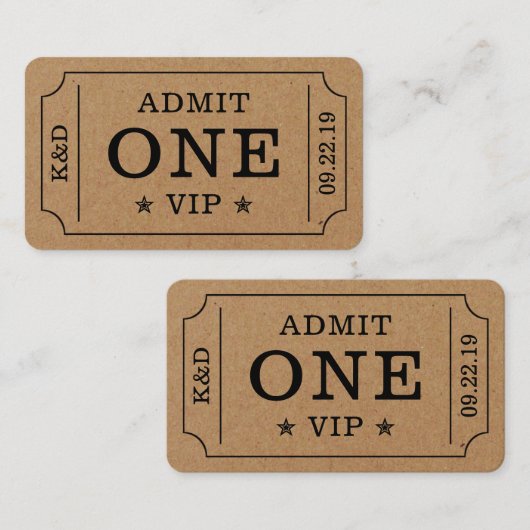 Moderne feest toegangskaart - Rustiek kraft Informatiekaartje (Voorkant / Achterkant)