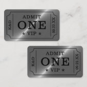 Moderne feest toegangskaart - Zilver Informatiekaartje (Voorkant / Achterkant)