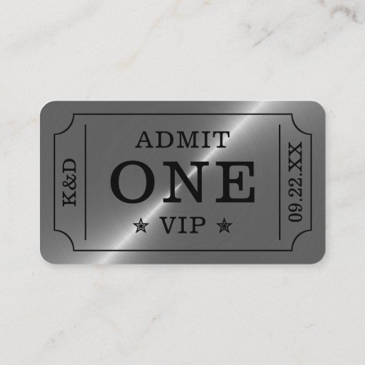 Moderne feest toegangskaart - Zilver Informatiekaartje (Achterkant)