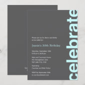 Moderne Feest Uitnodiging - Turquoise (Voorkant / Achterkant)