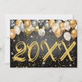 Moderne feestballon Confetti Happy New Year Eve Feestdagenkaart (Voorkant)