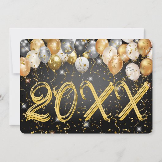 Moderne feestballon Confetti Happy New Year Eve Feestdagenkaart (Voorkant)
