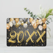 Moderne feestballon Confetti Happy New Year Eve Feestdagenkaart (Staand voorkant)