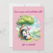 Moderne Feestbeesten Pinguïn Aquarel Kaart (Achterkant)