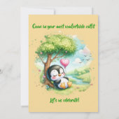 Moderne Feestbeesten Pinguïn Aquarel Kaart (Achterkant)