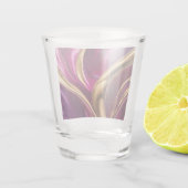 Moderne feestbril - Fuchsia Paarse en Gold- Shot Glas (Achterkant)