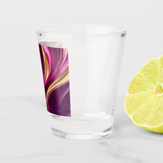 Moderne feestbril - Fuchsia Paarse en Gold- Shot Glas (Rechts)