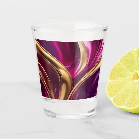 Moderne feestbril - Fuchsia Paarse en Gold- Shot Glas (Voorkant)