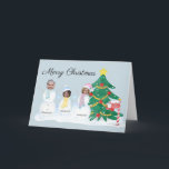 Moderne feestdag 3 Foto Snowman Feestdagen Kaart<br><div class="desc">Dit is een erg leuke kerstkaart waar je foto's van elk familielid kunt plaatsen in deze 3 sneeuwpoppen.</div>