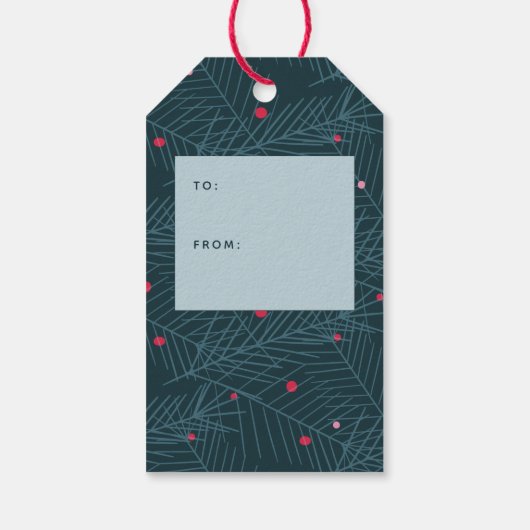 Moderne feestdag, aangepast rood kerstfeest cadeaulabel (Achterkant)