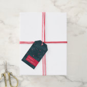 Moderne feestdag, aangepast rood kerstfeest cadeaulabel (Met Touw)