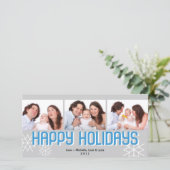 Moderne feestdag, blauwe grijze feestdag feestdagenkaart (Staand voorkant)