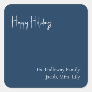 Moderne feestdag   Blue Square Family Gift Sticker