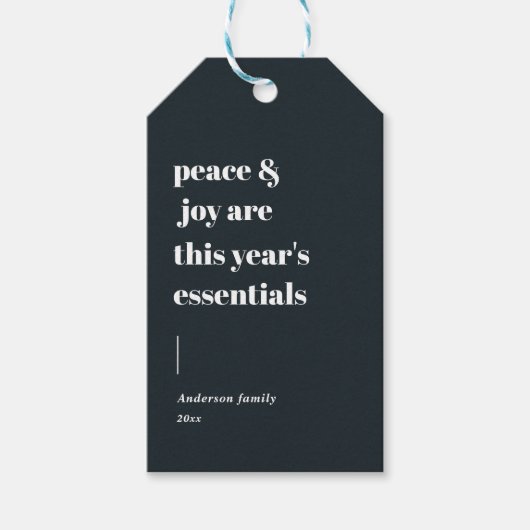 moderne feestdag citaat vrede en vreugde cadeaulabel (Voorkant)