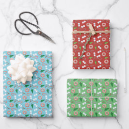 Moderne feestdag en kerstmis met bomen inpakpapier vel