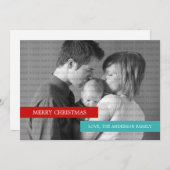 Moderne feestdag fotokaart (rood/Blauwgroen) Feestdagenkaart (Voorkant / Achterkant)