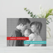 Moderne feestdag fotokaart (rood/Blauwgroen) Feestdagenkaart (Staand voorkant)