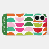 Moderne feestdag groen roze geometrisch gepersonal Case-Mate iPhone case (Achterkant (horizontaal))