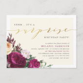 Moderne feestdag in Burgundy & Gold Surprise Uitnodiging Briefkaart (Voorkant)