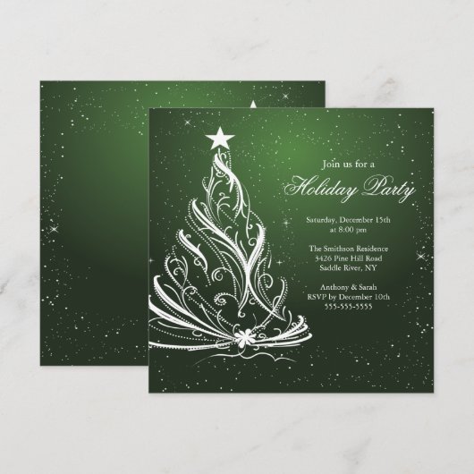 Moderne feestdag in de groenen en in het wit kaart (Voorkant / Achterkant)