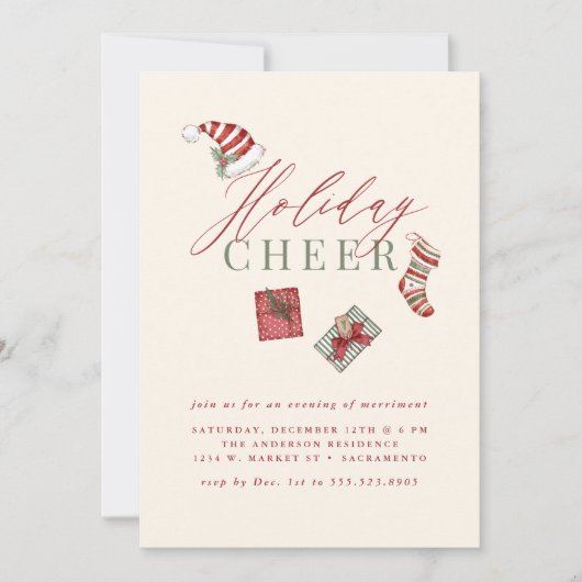 Moderne feestdag in de Waterverf Kerst Kaart (Voorkant)