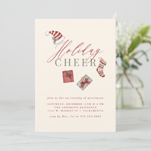 Moderne feestdag in de Waterverf Kerst Kaart (Staand voorkant)