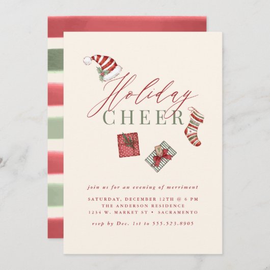 Moderne feestdag in de Waterverf Kerst Kaart (Voorkant / Achterkant)