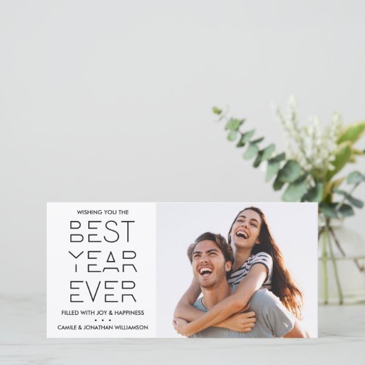 Moderne feestdag in nieuwjaar Foto: beste jaar ooi Feestdagenkaart (Staand voorkant)