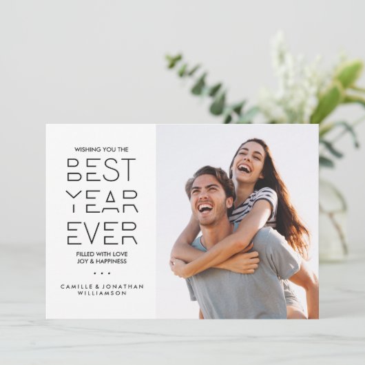 Moderne feestdag in nieuwjaar Foto: beste jaar ooi Feestdagenkaart (Staand voorkant)