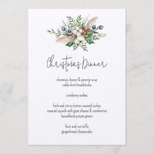 Moderne feestdag kerstdag Waterverf Menu (Voorkant)