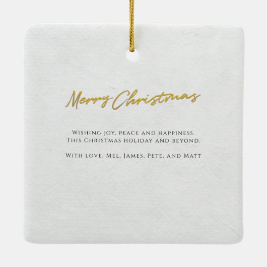 Moderne feestdag kerstfeestdag met prettige feestd keramisch ornament (Achterkant)