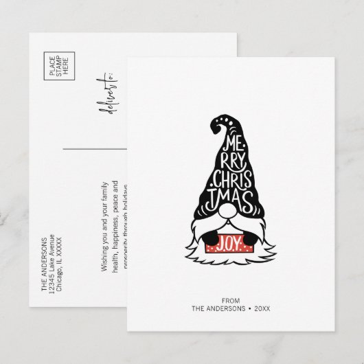 Moderne feestdag met feestdag met kerst briefkaart (Voorkant / Achterkant)