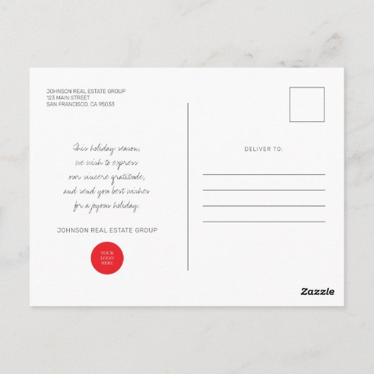 Moderne feestdag met feestelijke rode kerst briefkaart (Achterkant)