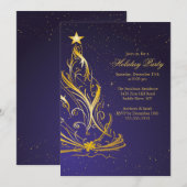 Moderne feestdag met gouden en blauwe feestdag kaart (Voorkant / Achterkant)