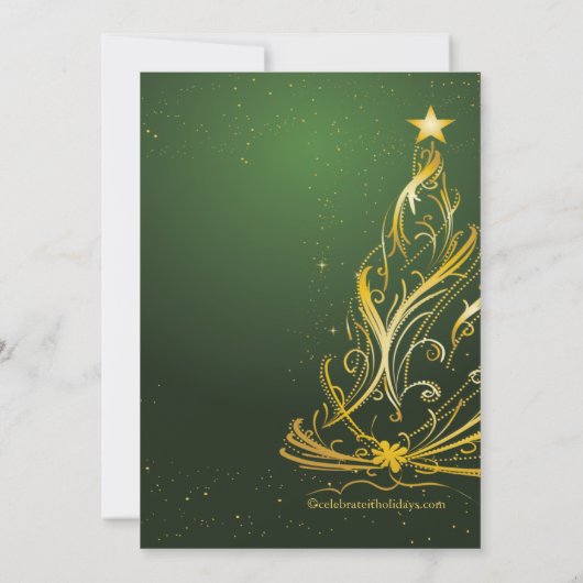 Moderne feestdag met gouden en groene feestdag kaart (Achterkant)