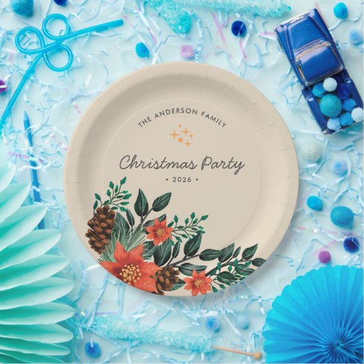 Moderne feestdag met groen kerstfeest papieren bordje (Feest)