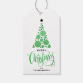 Moderne feestdag met groene kerstbomen cadeaulabel (Voorkant)