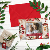 Moderne feestdag met hout en kerst feestdagenkaart