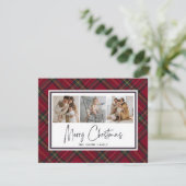 Moderne feestdag met kerst met klassieke rode fees feestdagenkaart (Staand voorkant)