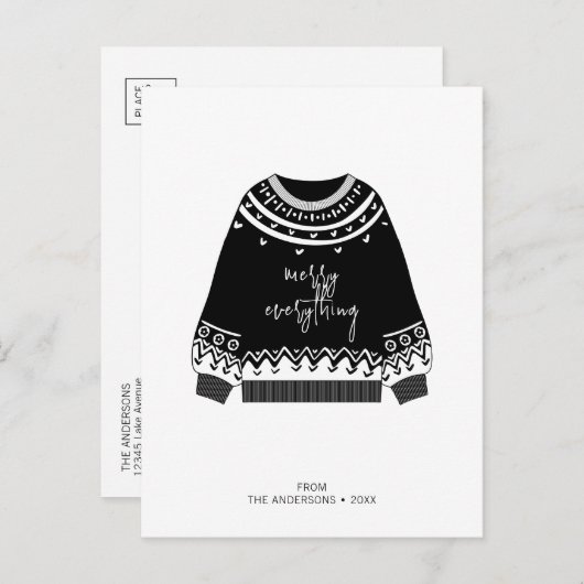 Moderne feestdag met kerstavond briefkaart (Voorkant / Achterkant)