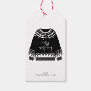 Moderne feestdag met kerstavond cadeaulabel