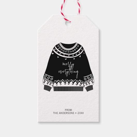 Moderne feestdag met kerstavond cadeaulabel (Voorkant)