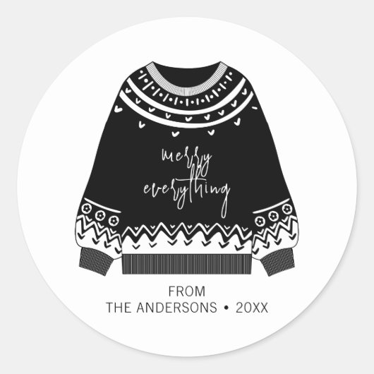 Moderne feestdag met kerstavond ronde sticker (Voorkant)