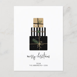 Moderne feestdag met kerstcadeaus briefkaart