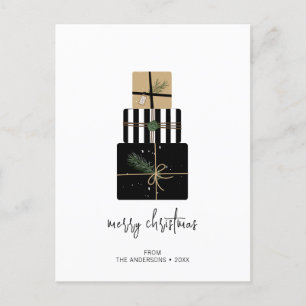 Moderne feestdag met kerstcadeaus briefkaart